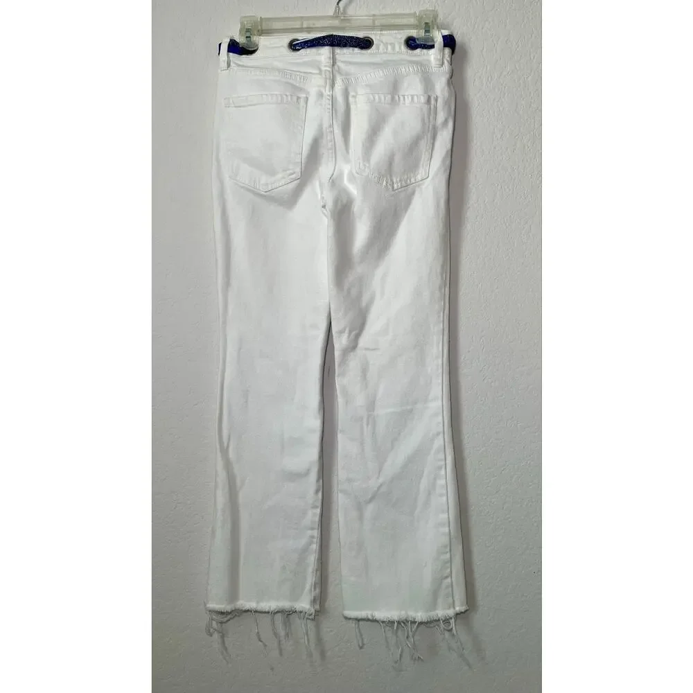 Free People Very Soft Belt Out Cropped Flare Jeans Ocean Isle White - 25
